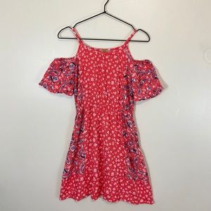 True Craft Girls Cold Shoulder Floral Dress L